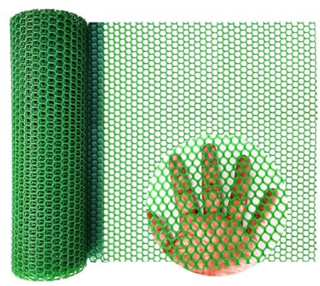 Wire Fence Mesh Plastic Mesh Roll Chicken Wire 11.8IN X 10FT Poultry Fencing Hexagonal Fencing With 25pcs Zip Ties Garden Netting for Poultry Dogs Rabbit Snake Barrier Gardening Green
