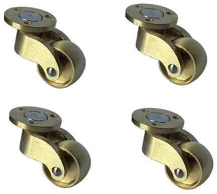 4 Stück Rollen 25mm massivem Messing Rad, 360° Stangenlos Schwenkbar, Bewegliche Räder, 1inch Gummirollen für Möbel, Rundes Stück Typ, Last 150kg, mit 12 Schrauben (Color : JinLun, Size : Low)