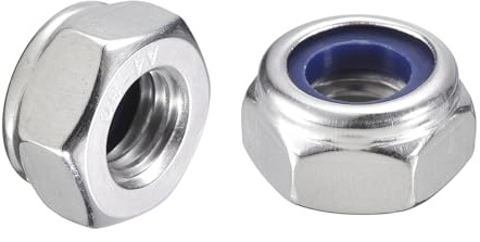 sourcing map 25Pcs M10 x 1.5 Nylon Insert Hex Lock Nuts, 316 Stainless Steel Self-Locking Nylon Insert Stop Nut for Industrial Construction Fasteners, Silver&Blue
