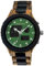 Holzwerk Germany Handgefertigte Designer Digital Analog Herren-Uhr Öko Natur Holz-Uhr Armband-Uhr Led Braun Blau Grün Schwarz (Grün.Braun)