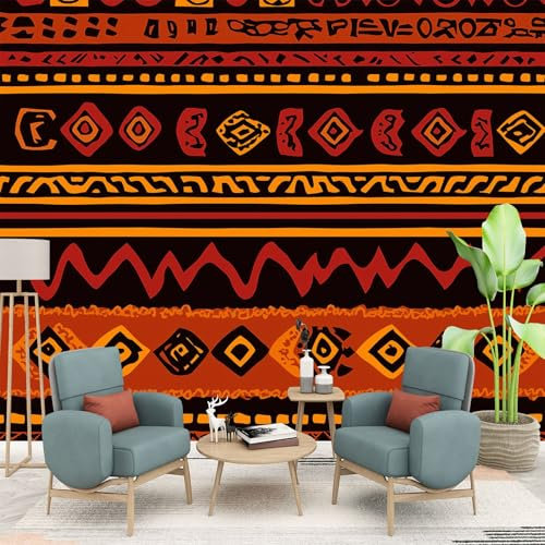Mural de pared con motivos étnicos africanos, 150x105 cm, papel pintado fotográfico, arte rupestre, impresiones tribales africanas, mural fotográfico decorativo para sala de estar, habitación infantil