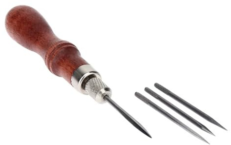 Luobannm Alène Diamant 4 en 1 Alène en Cuir Alène Cône Diamanté Alène Multifonctionnelle à Coudre à la Main Articles en Cuir Faits à la Main DIY