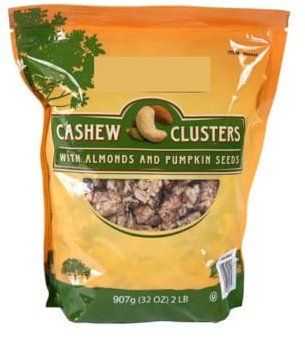 Fakhri Cashew Clusters with Almonds & Pumpkin Seeds – Healthy Snack, Gluten-Free, 907g Resealable Bag, Vegan Protein Superfood