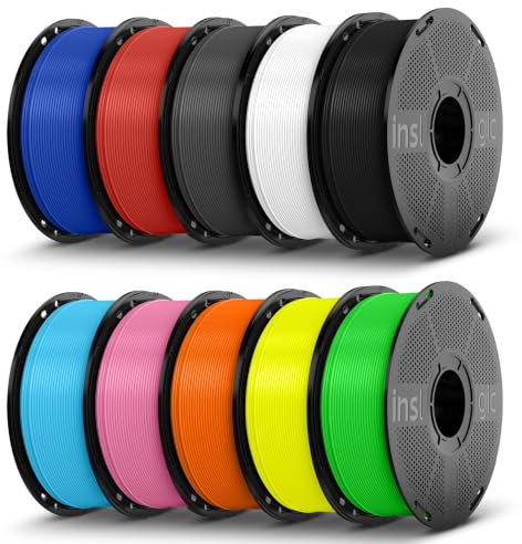 Inslogic Haute Vitesse Préchauffé PETG Pro 1.75mm, Mat PETG Pro 3D Impression Filament ±0.02mm, compatible avec la plupart des imprimantes 3D FDM, lot de 10 kg, 10 couleurs