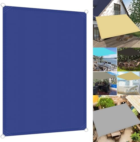 Tenda parasole rettangolare blu navy, 3,5 x 4 m, impermeabile al 98% di protezione dai raggi UV, per giardino, patio, prato e attività all'aperto, include corda inclusa, soluzione perfetta per l'ombra