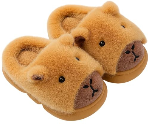 GYTFOG Cute Capybara Slippers,Capybara Plush Slippers Women Men,Fluffy for Women and Men,Funny Animal Slippers,Winter Animal House Slides,Cozy Fuzzy Fluffy Shoes, For Girls Teens Bedroom Living Room