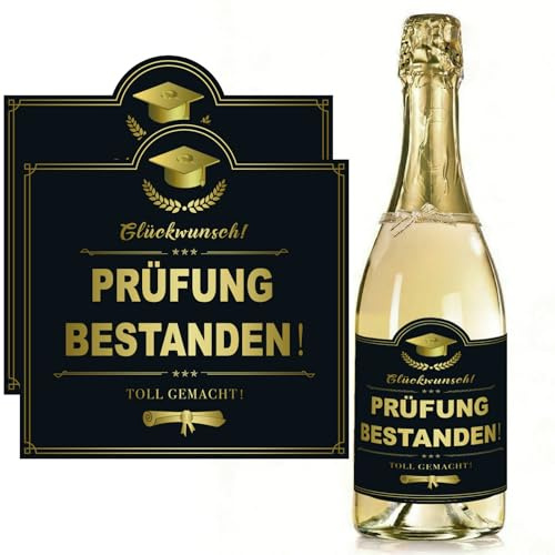 2 Stücke Flaschenetiketten Prüfung Bestanden Etikett Geschenk Prüfung