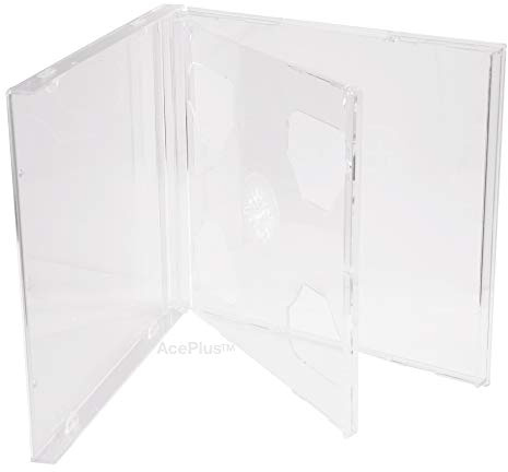 AcePlus Double 2-Disc Jewel Cases in Super Clear with 10.4 mm Standard Thickness Assembled with Inner Flip Tray (10-Pack)