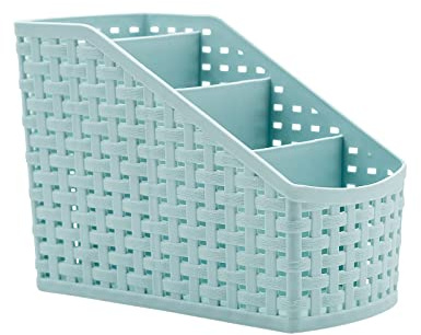 Fai Top Cesta de Almacenamiento, Estante de Almacenamiento de Cosméticos de 4 Compartimentos, Caja de Almacenamiento para el Escritorio, la Encimera, la Cocina del Hogar - Azul