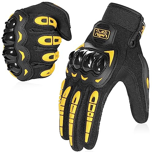COFIT Motorcycle Gloves for Men and Women, Full Finger Touchscreen Motorbike Gloves for BMX ATV MTB Riding, Road Racing, Cycling, Climbing - Yellow M