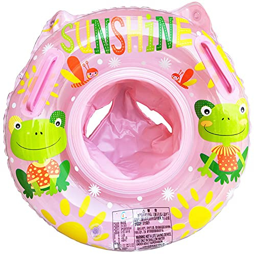 XQMMGO Salvagente ad anello per bambini, accessorio da bagno per bambini, bambini piccoli e neonati, salvagente gonfiabile con sedile, per bambini dai 6 ai 36 mesi (rana, rosa)