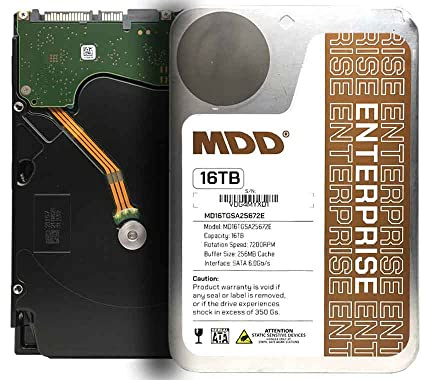 MDD (MDD16TSATA25672E) 16TB 7200 RPM 256MB Cache SATA 6.0Gb/s 3.5'' Internal Enterprise Hard Drive - 5 Years Warranty (Renewed)