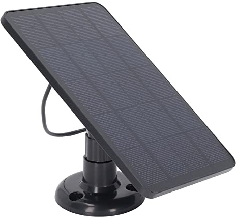 Pannello Solare 10W, Caricabatteria Solare Esterna Caricatore Pannello Solare USB per Telecamera di Sicurezza (Nero)