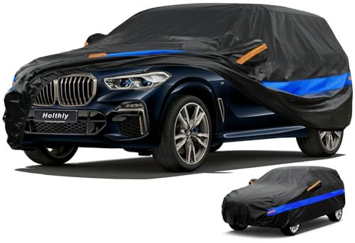 Holthly Funda Coche SUV Exterior Impermeable, Cubre Coche 4x4 de 10 Capas, Cubierta Coche Protector de Sol, Capa para Carro Apto para Audi Q7, BMW X5, Mercedes GLE, Porsche Cayenne,etc. YXL