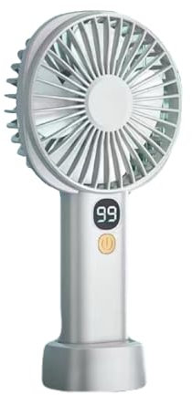 Vortex S-19 WEISS, klein, handlich, praktisch, kabellos, wiederaufladbar, leistungsstark, 5 Geschwindigkeitsstufen, natürlicher Windmodus, Batteriestandanzeige