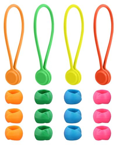 PEUTIER 4 Stück Magnetische Stoffklammern, 4 Macron Farben Magnetische Stoffklammer Silikon Nadelhalter mit Stoffklammern Kreuzstich Geschenk für Handarbeiten Stickereien Basteln (16 Stück)