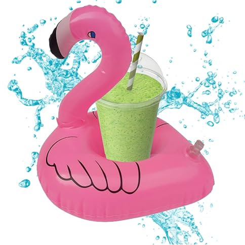 Aufblasbarer Flamingo Getränkehalter - Schwimmender Becher & Dosenhalter für Poolpartys - aufblasbar Schwimmreif