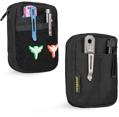 VIPERADE VE31 EDC Pouch Organizer Mini Tool Organiser, Small Pocket Organizer, YKK Zipper Pocket EDC Utility Admin Pouch for Camping Bush Craft/Digital Storage/Traveling/Hiking - Black