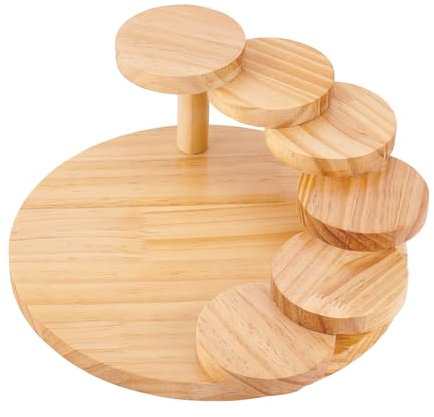 OLYCRAFT Plateau de Service à Sushi en Bois Plateau à Viande 6 plateau Sashimi Sushi Assiettes de Service Rotatives Geta Marches Rotatives Japonaises Assiette à Viande pour Restaurant 29x29x12cm