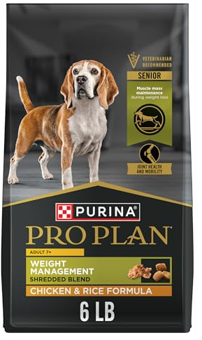 Purina Pro Plan Adult 7 Plus Weight Management Shredded Blend Chicken and Rice Formula Senior Dog Food - 6 lb. Bag