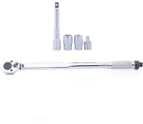 VENTON Drehmomentschlüssel Set 1/2 10-210 Nm, Schonnüsse - Präzises Automobil-Werkzeug für Radwechsel mit Umschaltknarre, Stecknüssen (Set inkl 3/8 Adapter)