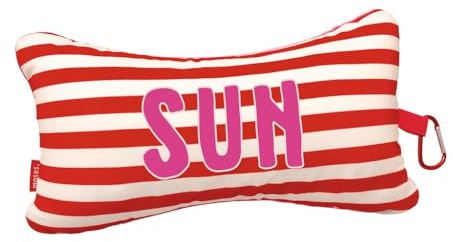 Moses. Fernweh Mini Coussin de Lecture Sun – Coussin de Nuque pour Voyage avec Mousqueton Pratique, Coussin Compact pour Voiture, Avion et Plage, Coussin de Voyage Ergonomique avec Design Estival