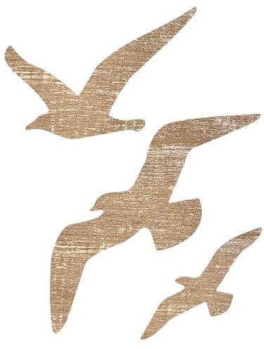 MOAZIFI Maritime Deko, 3 Stück Wand Deko Holz Möwen Set in Verschiedenen Größen, Maritime Wanddeko für Wohnzimmer, Wanddeko Holz, Schlafzimmer, Badezimmer, Ferienhaus, Küsten Deko