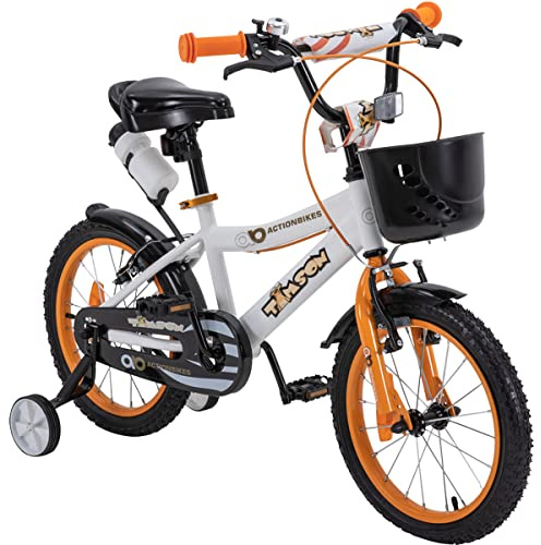 Actionbikes Kinderfahrrad Timson | 16 Zoll - V-Break Bremse - Stützräder - Luftbereifung - Ab 4-7 Jahren - Jungen & Mädchen - Kinder Fahrrad - Laufrad - BMX - Kinderrad (Timson 16 Zoll)
