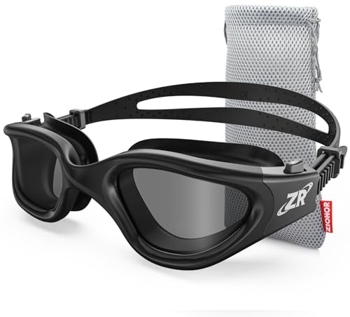 ZIONOR Lunettes de natation polarisées pour homme et femme [mise à niveau], G1 Lunettes de natation avec miroir/lentille fumée, protection UV, anti-brouillard, sangle réglable, confort professionnel