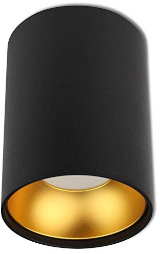 6er Set LED Aufbauleuchte rund Schwarz-gold 7,5 Watt dimmbar neutralweiß GU10 230V - 110x85mm Aufbaustrahler aus Aluminium - Einbaustrahler Deckenlampe Loft Einbauleuchte Einbau-Spot