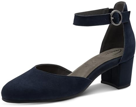 Tamaris Comfort décolleté da donna con cinturino in pelle Elegante, Blu (Navy), 39 EU