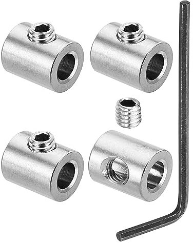 PATIKIL Abrazadera de Cable 5mm Agujero Alambre Cuerda Clips Juego 4uds 304 Inoxidable Acero Único Agujero Bloqueo Cable Abrazaderas Clip con M5 Hexagonal Tornillo Llave para Cable Plata