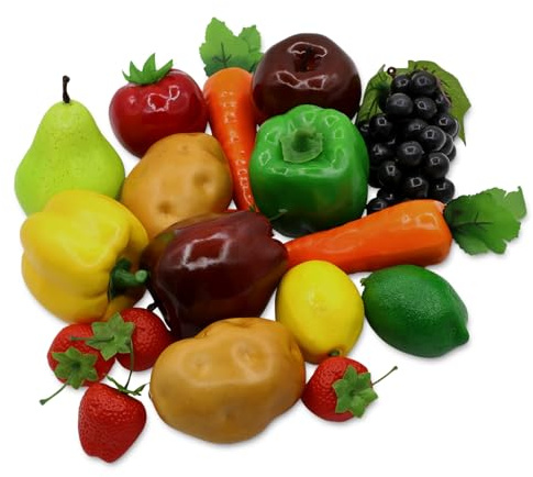18 pezzi di frutta finta verdura realistica artificiale frutis decorazione in schiuma finta frutta realistica simulazione verdura per casa cucina festival ornamento peperoni fragola carote plastica