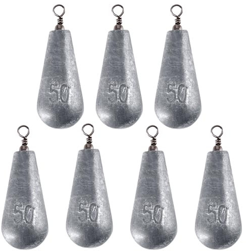 Alwonder 10pcs Fishing Pear Weight Sets 100g Saltwater Sea Fishing Weights Ground Sinker Set Accessories Pear Sinker for Boat-Shore Deep-Sea and Drop-Shot