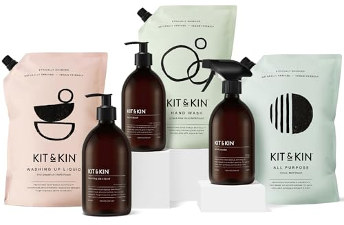 Kit & Kin Eco Daily Essentials Cleaning Bundle | Non-Toxic Plant-Based Cleaning Products | 100% Naturally Derived | Pet Friendly