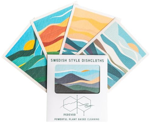 Swedish Style Dishcloth, Dish sponge 5pk of Reusable Dish Cloths for home, camping, cleaning, Plastic free and Biodegradable Eco Home Cleaning Cloth, Reusable Paper Towels and Wet wipes alternative
