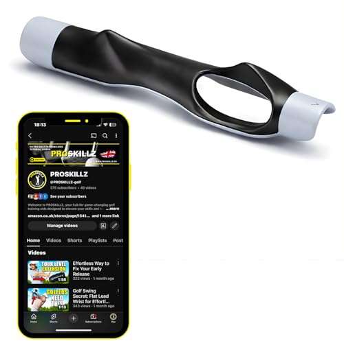 PROSKILLZ UK PRO - Entrenador de agarre de golf con videos tutoriales gratuitos, mejora la colocación de la mano y la memoria muscular para un mejor swing, precisión y control, duradero para todos los