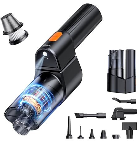 biaze Car Vacuum Cleaner Cordless, MC35 16800PA Handheld Vacuum Cleaner with 2 Filters(HEPA+Metal), 3 Modes Portable Mini Vacuum with Rechargeable Large-Capacity Battery