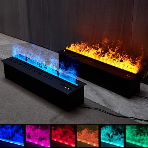 Jcgly 3D Wasserdampf Kamin mit 7 Farbigem Stimmungslicht, Touchpanel und Fernbedienung, Einbaukamin – Eine Tolle Dekoration für Zuhause, Büro und Hotel(150cm)