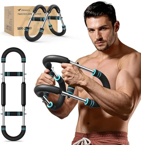 MERACH Adjustable Twister Arm Trainer, 60 - 110 lbs Chest Expander with 3 Resistance, Detachable Upper Body Strength for Chest Biceps Forearms Strength Training, Home Gym Fitness Equipment, Black