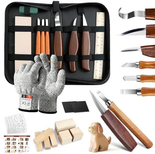 Anhow Ciseaux à Bois, 23 in 1 Outils de Sculpture bois