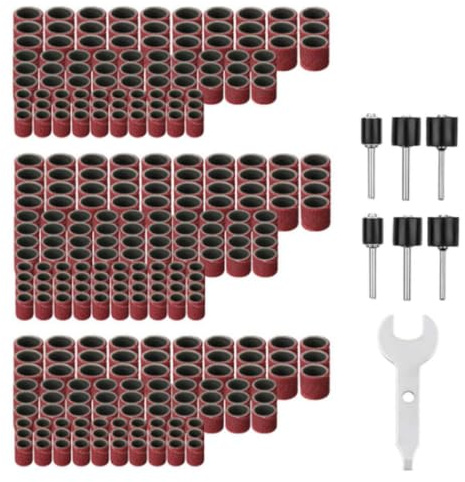 ifundom 307 Piezas Papeles de Lija Eléctricos, Esmeril Eléctrico, Juego de Anillos de Lija Mandril, Papel de Esmeril, Accesorio para Pulir Goma, para Electrobrocas y Amoladora