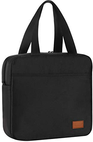 AOSBOS kleine Kühltasche Lunch Bag mit Reißverschluss Wasserdicht für Arbeit Schwarz 7L