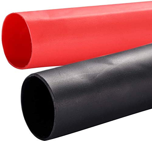 Yizerel 2 Pack 3/8''(9.5mm) Heat Shrink Tube 3:1 Adhesive-Lined Heat Shrinkable Tubing Black&RED 4Ft