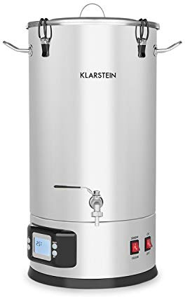 KLARSTEIN Maischfest - Cuve de brassage, Cuve fermentation bière, Cuve fermentation inox, Acier 304, Fermentation du vin et de la bière, écran Tactile et LCD, barboteur Inclus, INOX - 30L