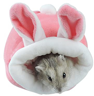WishLotus Lit pour hamster, mini maison de hamster douce et chaude, pour hamsters, petits animaux et petits animaux Rose