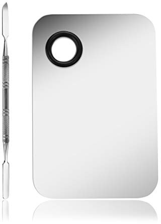 Witbicg Make Up Mischpalette, Makeup Spatula Palette Edelstahl Kosmetik Spatel Für Nail Art, Lidschatten, Wimpern, Make-Up, Professionelle Pigmentmischung, Leicht, Einfach Zu Säubern (11.5x7.5cm)