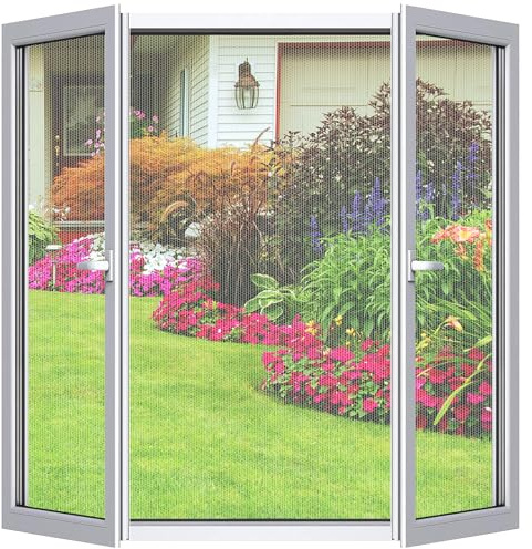 Cinkee Zanzariera Finestra Regolabile Fai da Te, Zanzariera Trasparente con Nastro Adesivo, Installazione Senza Forare per Porte di Balconi e Giardini – Bianca, 170x180 cm, 1 Pezzo