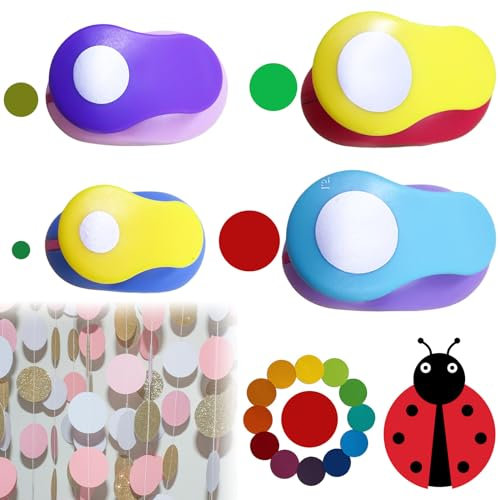 4 Stück Stanzer Rund: 8mm/16mm/25mm/38mm Papierstanzer Motivstanzer, Stanzer Kreis, Kreis Motivlocher Stanzer Set für Geschenkanhänger, Basteln, Scrapbooking,Fotoalbum und Grußkarten(Zufällige Farbe)