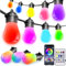 YORABO Lichterkette Außen & Innen, 15M Smart Lichterkette Bunt Glühbirne mit APP Fernbedienung, 20 LEDs S14, IP65 Wasserdicht, 213 Szenenmodi mit Dimmbar Warmweiß